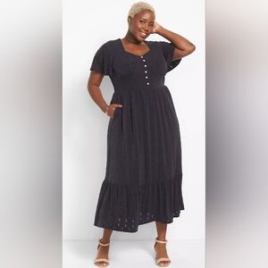 Lane Bryant Dark Blue Tiered Ruffled Sundress